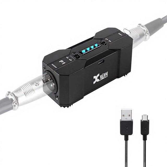 Xvive P1 Phantom Power Supply 48V/12V Switch 40 Hours Use Rechargeable Portable Condenser/Shotgun Microphones Mic Preamp for