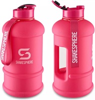 Bouteille d'eau sans BPA cruches d'eau étanches demi-gallon grande capacité Matt cruche à boire personnalisée pour Fitness Gym 2.2 L NOIR
