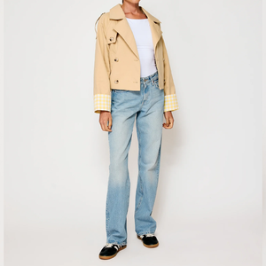 Veste <span class=keywords><strong>trench</strong></span> courte <span class=keywords><strong>beige</strong></span> pour <span class=keywords><strong>femme</strong></span> avec <span class=keywords><strong>trench</strong></span> <span class=keywords><strong>court</strong></span> à double boutonnage pour un style décontracté et chic - Product Image 2