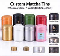Boîte en fer blanc pour poudre de matcha de qualité alimentaire, 30g-60g, boîtes de rangement pour thé, petits pots d'emballage pour poudre de matcha japonaise, couleurs variées