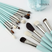 Vonira Beauty Spring – Nouvelle collection de 25 pinceaux de maquillage professionnels de haute qualité en poils d'écureuil, de chèvre et de poney, vert mat, avec manche en cuivre
