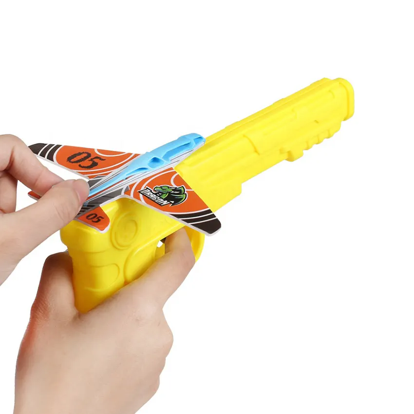 2022 Ejection Foam Airplane Launching Airplane Gun Toy Bubble Catapult Plane Toy Outdoor Pistols Flying Toy for Kids