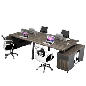 Light Luxury Wooden Office Furniture Combination Office Partition 4 Seats Cubicle Workstation Table