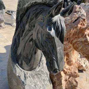 Decoración de Paisaje Exterior, <span class=keywords><strong>Estatua</strong></span> de <span class=keywords><strong>Cabeza</strong></span> de Caballo de Mármol Negro de Estilo Oriental Tradicional, <span class=keywords><strong>Estatua</strong></span> de Animal <span class=keywords><strong>Grande</strong></span> para Entrada de Jardín - Product Image 5