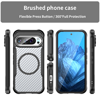 Nouvel Étui Coque Rigide Fibre de Carbone TPU+PC Magnétique pour Téléphone Portable Google Pixel 9 Pro XL