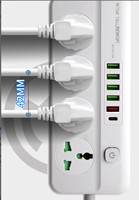Multiprise électrique universelle 10A 2500W avec 5 ports USB et protection contre les surtensions