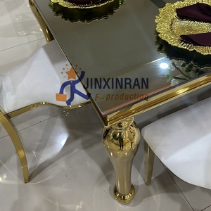 Tiệc Cưới Hình chữ nhật Tiệc Bàn hiện đại sang trọng thép không gỉ gương vàng kính đầu bảng đám cưới - Product Image 2