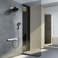 Ensemble de douche de pluie robinet mural exposé colonne de douche de salle de bain multifonctionnelle de luxe avec mitigeur