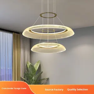 Lámpara de Araña de Diseño Creativo de Lujo para Sala de Estar, Dormitorio, Restaurante, Estilo Artístico, Personalidad, Anillo, Dorado, Aluminio - Product Image 2