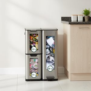 ODM OEM 60L 3 Compartment Commercial Stainless Steel Dustbin With 13L Top Press Trash Can 17L <b>Draw</b> Out Garbage Bin 30L Trash Can - Product Image 3