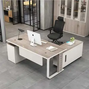 Bureau moderne en forme de l, équipement de bureau populaire, avec tiroir latéral, organisateur d'ordinateur, nouvelle collection