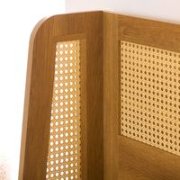 Lit plateforme Queen moderne en bois massif, finition miel clair, cadre de lit en bois minimaliste pour hôtel, maison et villa, mobilier de chambre à coucher