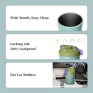 Houroffer Botella de coctelera de gimnasio duradera y elegante-Taza de coctelera de proteína de acero inoxidable con tapa a prueba de fugas para fitness - Product Image 4