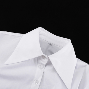 Camiseta Corta de Manga Larga Blanca de Algodón para Mujer, Verano 2025, Fabricante Personalizado, Camisa Corta con <span class=keywords><strong>Botones</strong></span> a la Moda - Product Image 6