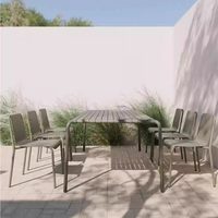 Ensemble table et chaises carrées longues et compactes pour extérieur, idéal pour cour, balcon ouvert, terrasse, café, mobilier de loisirs pour patio