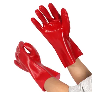 27 cm35CM Öl beständige chemikalien beständige industrielle rote rutsch feste wasserdichte PVC-beschichtete Langarm handschuhe