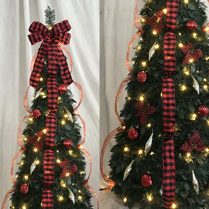 Árbol de Navidad emergente preiluminado <span class=keywords><strong>con</strong></span> luces cálidas, lazos grandes, adornos de <span class=keywords><strong>cinta</strong></span>, Control remoto, Material de PVC plegable predecorado - Product Image 2