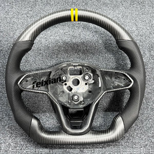 Volante in fibra di carbonio per <span class=keywords><strong>Volkswagen</strong></span> Golf R 2014-2019, Jetta 8, GTI Mk3, MK6, MK8 e versioni migliorate, con tre razze in carbonio e rivestimento in pelle - Product Image 4