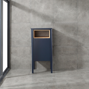 Meuble de rangement autoportant bleu marine minimaliste pour salle de bain, armoire à linge en bois, organisateur de salle de bain, meuble d'appoint - Product Image 2