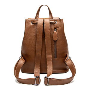 New Design Anti-theft Leather Backpack <strong>Ladies</strong> Flap Top Cover Drawstring Back Packs <strong>Bags</strong> Travel Women <strong>Laptop</strong> Backpack - Product Image 2