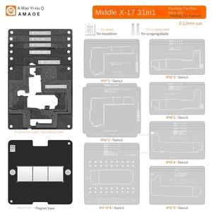 Plateforme de reboulage AMAOE 31-en-1 pour <span class=keywords><strong>iPhone</strong></span> <span class=keywords><strong>X</strong></span> 11 12 13 14 15 16 17 Pro Max – Outil de <span class=keywords><strong>réparation</strong></span> avec gabarit de reboulage pour couche intermédiaire - Product Image 3