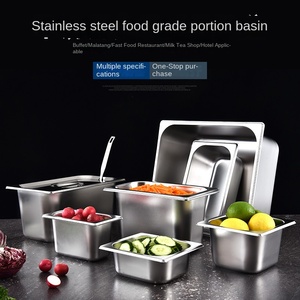 Vuông chậu gn Pan nhà bếp 304 thép không gỉ 1/9 1/6 1/<span class=keywords><strong>4</strong></span> 1/3 khay thức ăn chafing tự chọn gastronorm lưu vực container - Product Image 2
