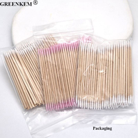 Nouveau lot de 100 cotons-tiges à double tête roses, ultra-fins, pointus, en bois, jetables, pour le nail art