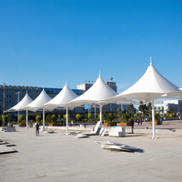 Pavillon paysager communautaire en PVDF et PVC, certifié CE, OEM, ODM, avec auvent tendu à câbles pour les espaces de repos en parc