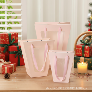 Bolsa de Regalo Ecológica, Resistente y Elegante, de Cartón Blanco con Ventana Transparente, para Flores Frescas, Snacks, Cumpleaños, Qixi - Product Image 6