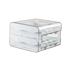 Caja de Almacenamiento de Huevos Frescos de Gran Capacidad, Cajón PET Tipo Refrigerador, Organizador de Huevos, Cajas Transparentes de Doble Capa