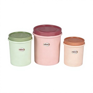 Nduro <b>Plastic</b> <b>Food</b> Storage <b>Containers</b> Set with Pink Floral Design Airtight Round Lids 7-Piece Rectangle 3-6L Capacity 1-Layer - Product Image 5