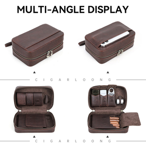 Humidor Portátil de Viaje CIGARLOONG, Nuevo Diseño Retro en Cuero, con Cierre, Multifuncional, para 5 Cigarros - Product Image 4
