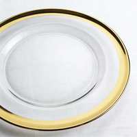 Assiettes de présentation en verre minimalistes, 200 pièces, rondes, pour mariage, avec bord doré, 13 pouces, vaisselle en verre