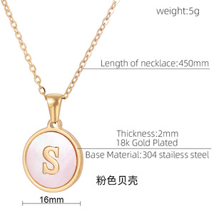 Zogxin Letter B Pendant Pink Shell Gold Plated Necklace For Women Daily Wear Gift Jewelry - Product Image 3