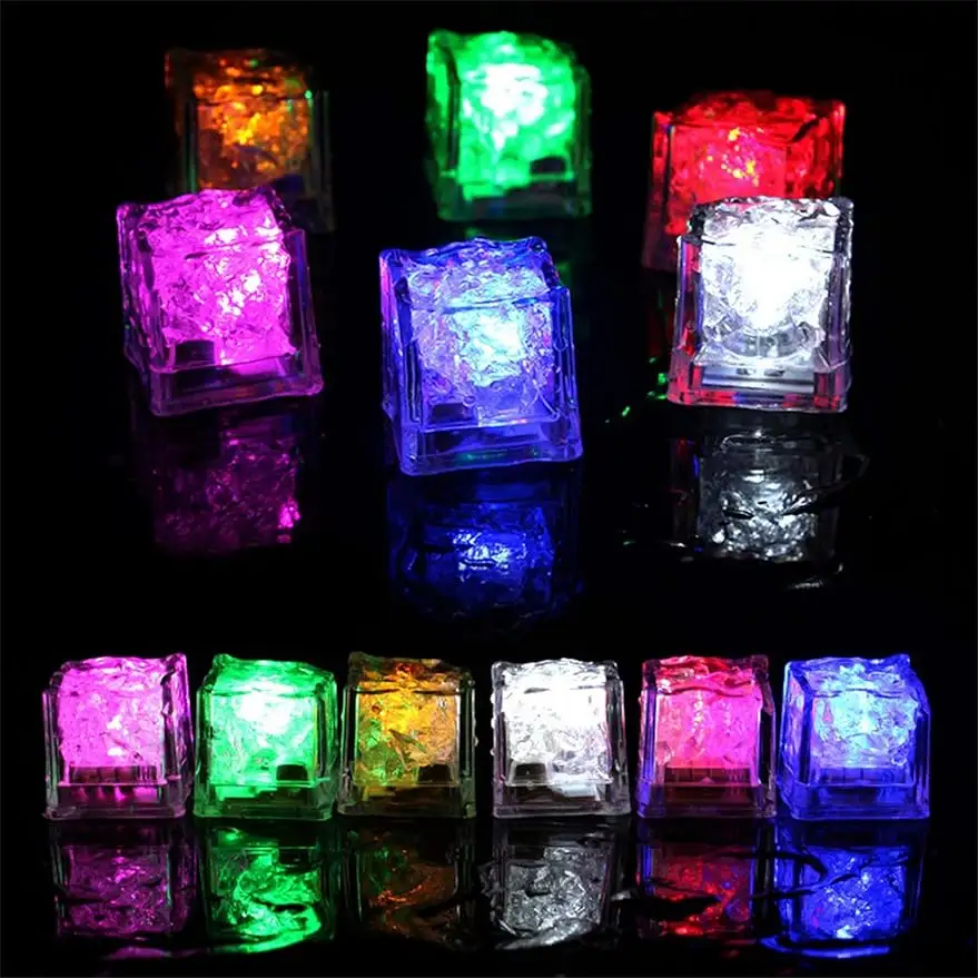 Led Ice Cube Multi Color Flashing Glow in The Dark LED Light Up Ice Cube for Bar Club Drinking Party Wine Wedding Decoration