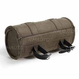 Sacoche de fourche de moto en cuir PU imperméable, forme baril vintage, pour guidon ou selle - Product Image 3