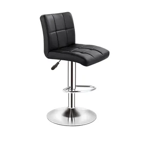 Wholesale Bar Furniture PU Leather Black Upholstered Vintage Design High Bar Counter Chair Stool With Metal Base Swivel