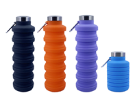 Bouteille d'eau pliable en silicone de 500 ml pour le voyage, avec bouchon à boire directement, idéale pour le camping et l'eau bouillante, écologique, vente en gros