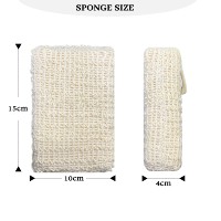 Éponge de bain rectangulaire épaisse en coton et lin naturel avec boucle de suspension, réutilisable, exfoliante, écologique, pour le corps et la douche