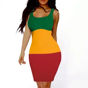 Vestido etíope con logotipo personalizado para mujer, vestido tradicional de Ethipia, Sexy, ceñido sin mangas, diseño de bandera, ropa barata al por mayor