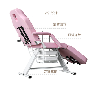 Sillón de Masaje de Belleza Plegable de PU Negro y Blanco con Patas Ajustables, Silla de Barbero para Tatuajes, Terapia Facial y Pestañas, Económico - Product Image 4