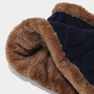 Herbst und Winter Neues Vintage Zopfmuster Dickes Warmes Mütze-, Schal- und Handschuh-Set Dreiteiliges Set Bestseller Kälteschutz-Set - Product Image 5