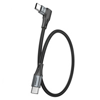 Cable de Carga Rápida USB C de 90 Grados con Trenzado de Nailon SUNGUY 60W 3A para Teléfono Móvil, Banco de Energía para Automóvil