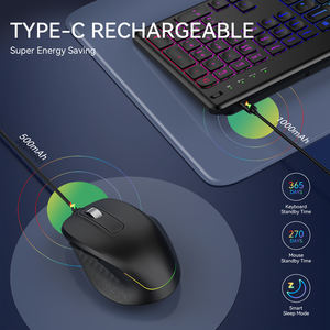 Ensemble clavier et souris sans fil 2,4 G avec rétroéclairage RGB, rechargeable, pour ordinateur, Mac, ordinateur portable - Product Image 5