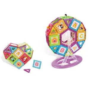Magnetische Konstruktion Bausteine Set für Kinder STEM Spielzeug Transparent Diy Kunststoff Pädagogische 3d 58 Pcs Farbbox Unisex ABS