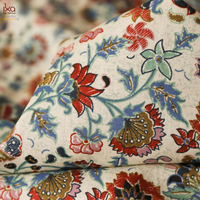 Tissu en Soie et Coton Imprimé Floral Ethnique Personnalisé 22mm, Respirant, Belle Tenue, Teinture Personnalisée Disponible pour Robe, Blouse, Vêtement