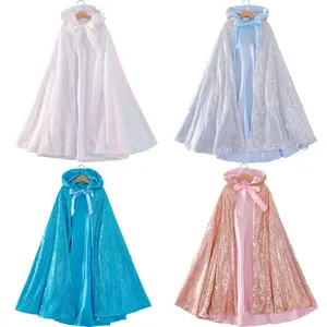 Da principessa per bambini con cappuccio <span class=keywords><strong>mantello</strong></span> con paillettes per ragazze Dress-Up Top per feste di compleanno e Halloween - Product Image 4