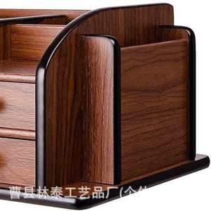 Wooden Desktop Organizer With <b>Drawers</b> And Compartments For Office Supplies Storage Rectangle Shape Standing Type - Product Image 4