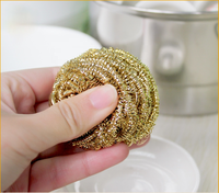 Boule de nettoyage de cuisine en spirale, rouleau de fils en laiton et cuivre doré
