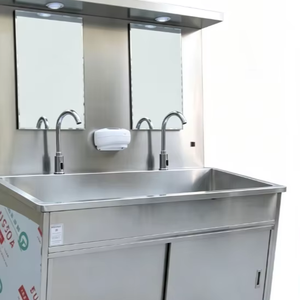 Hochey Medical WB-H2 Modelo Más Vendido <span class=keywords><strong>de</strong></span> Lavabo Doble <span class=keywords><strong>de</strong></span> Acero Inoxidable para Uso Médico con Diseño <span class=keywords><strong>de</strong></span> Respaldo Alto - Product Image 1